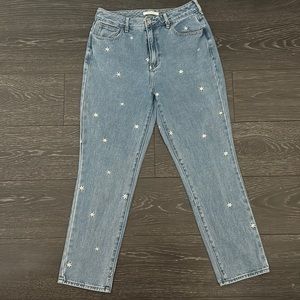 Daisy Embroidered Mom Jean